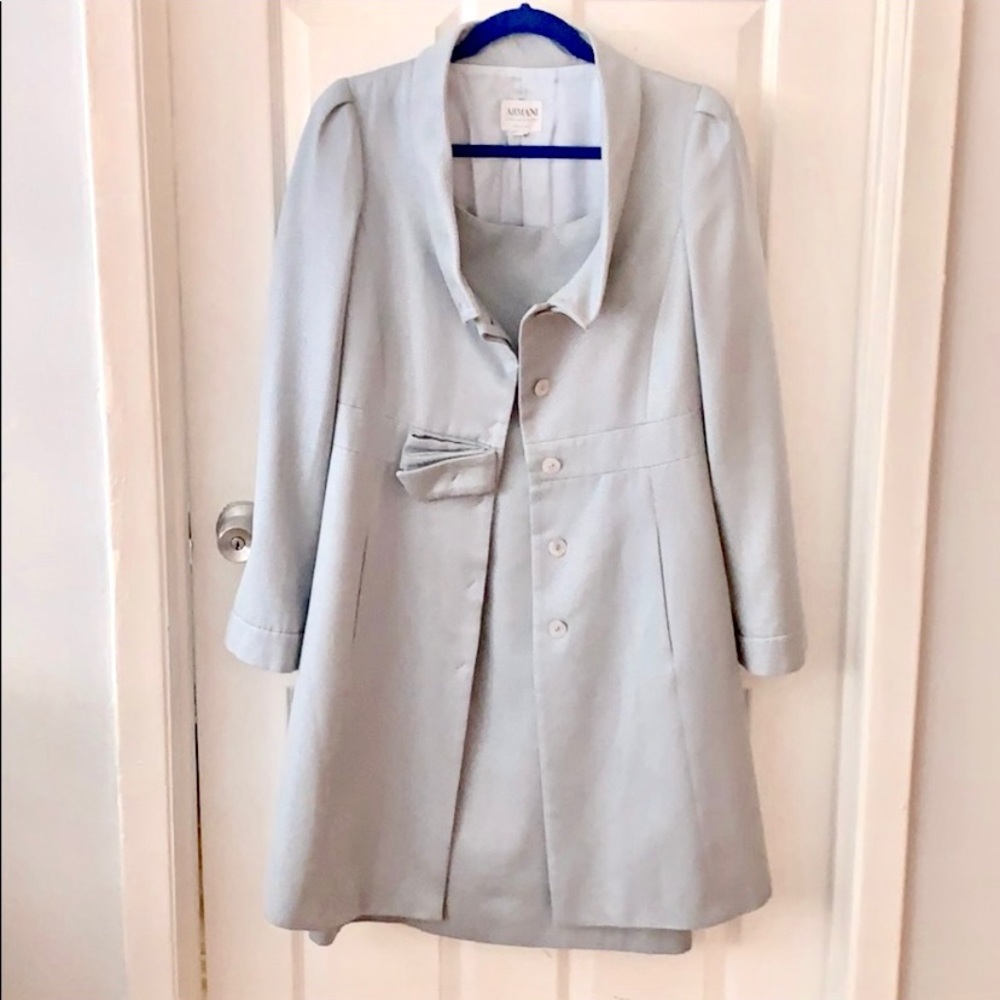 ARMANI COLLEZIONI BABY BLUE DRESS AND BLAZER/COAT